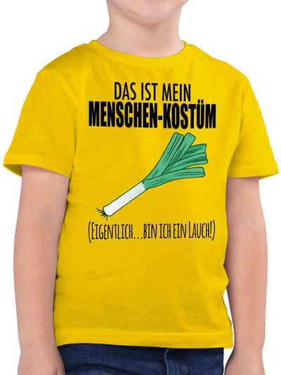 Shirtracer T-Shirt Das ist mein Menschen-Kostüm (Eigentlich bin ich...ein Lauch) - schwa Karneval & Fasching