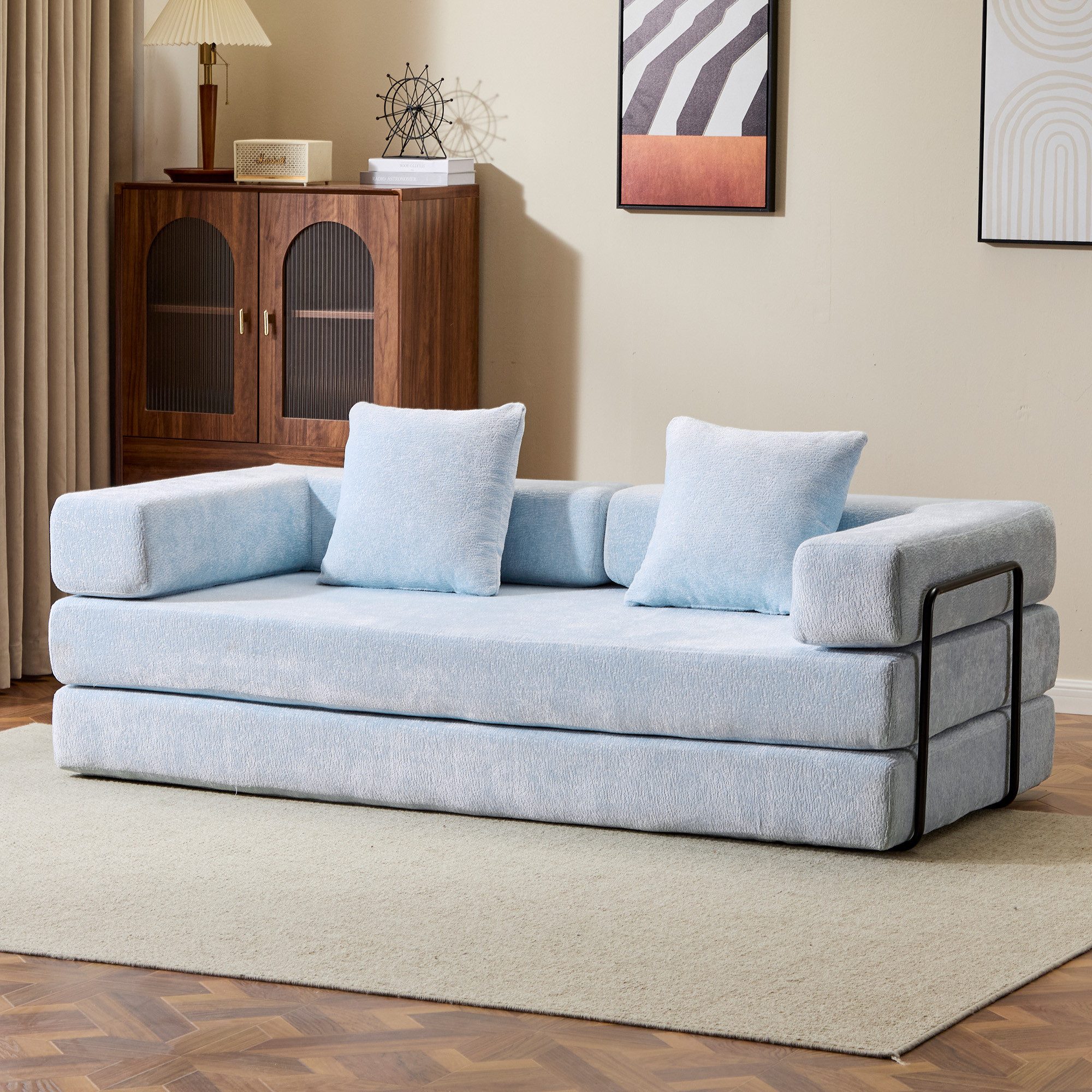 Vankel Loungesofa 4-in-1 Wohnzimmers sofa mit Schlaffunktion – faltbares Sofa, Platzsparendes Design für kleine Räume – Sofa, Liege und Bett in einem