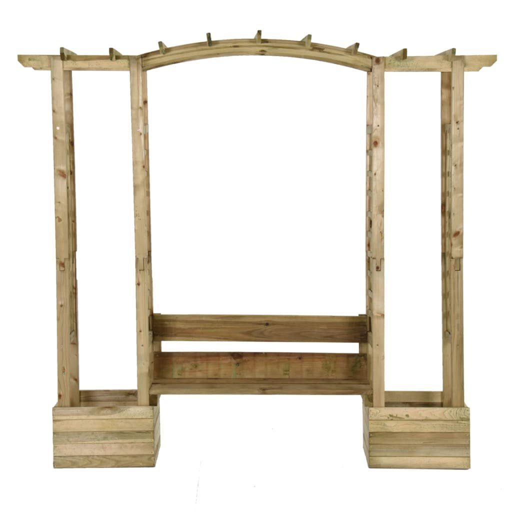 vidaXL Pergola Garten-Pergola mit Bank & Pflanzkübeln Kiefernholz Imprägniert, BxTxH: 230x60x198 cm, (1-tlg)