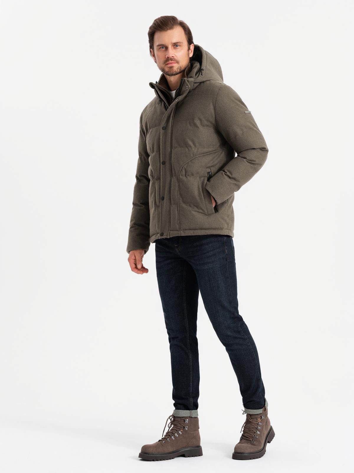 OMBRE Winterjacke Herren-Freizeit-Pufferjacke mit Wolle günstig online kaufen