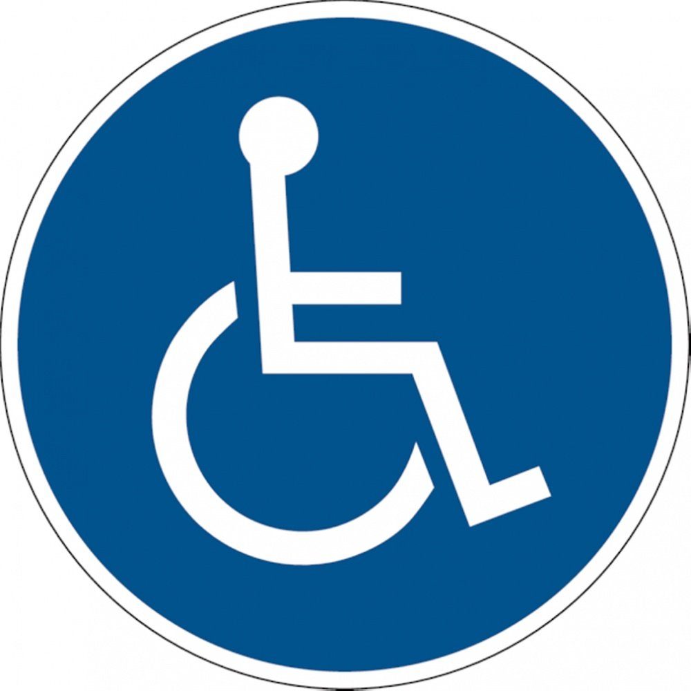 Hinweisschild Parkplatzschild, Symbol Rollstuhlfahrer (rund)