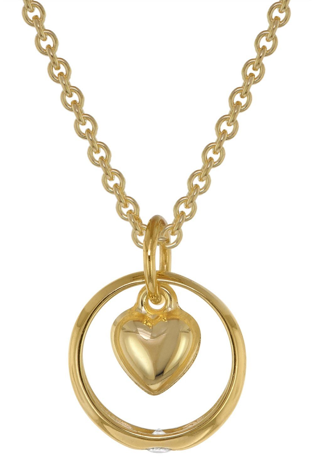 trendor Kette mit Anhänger Taufring Anhänger Herz 333 Gold + plattierte Silberkette