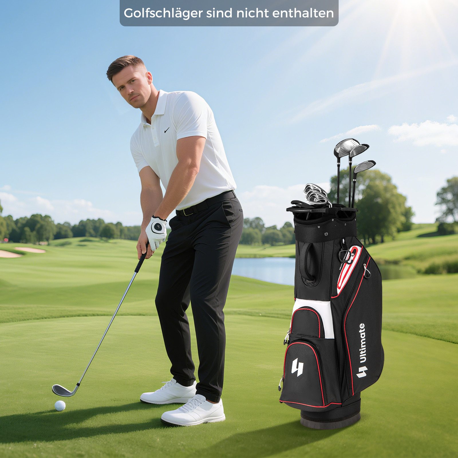 COSTWAY Golfballtasche, Golfwagen-Tasche, mit 14-fach unterteiltem Oberteil
