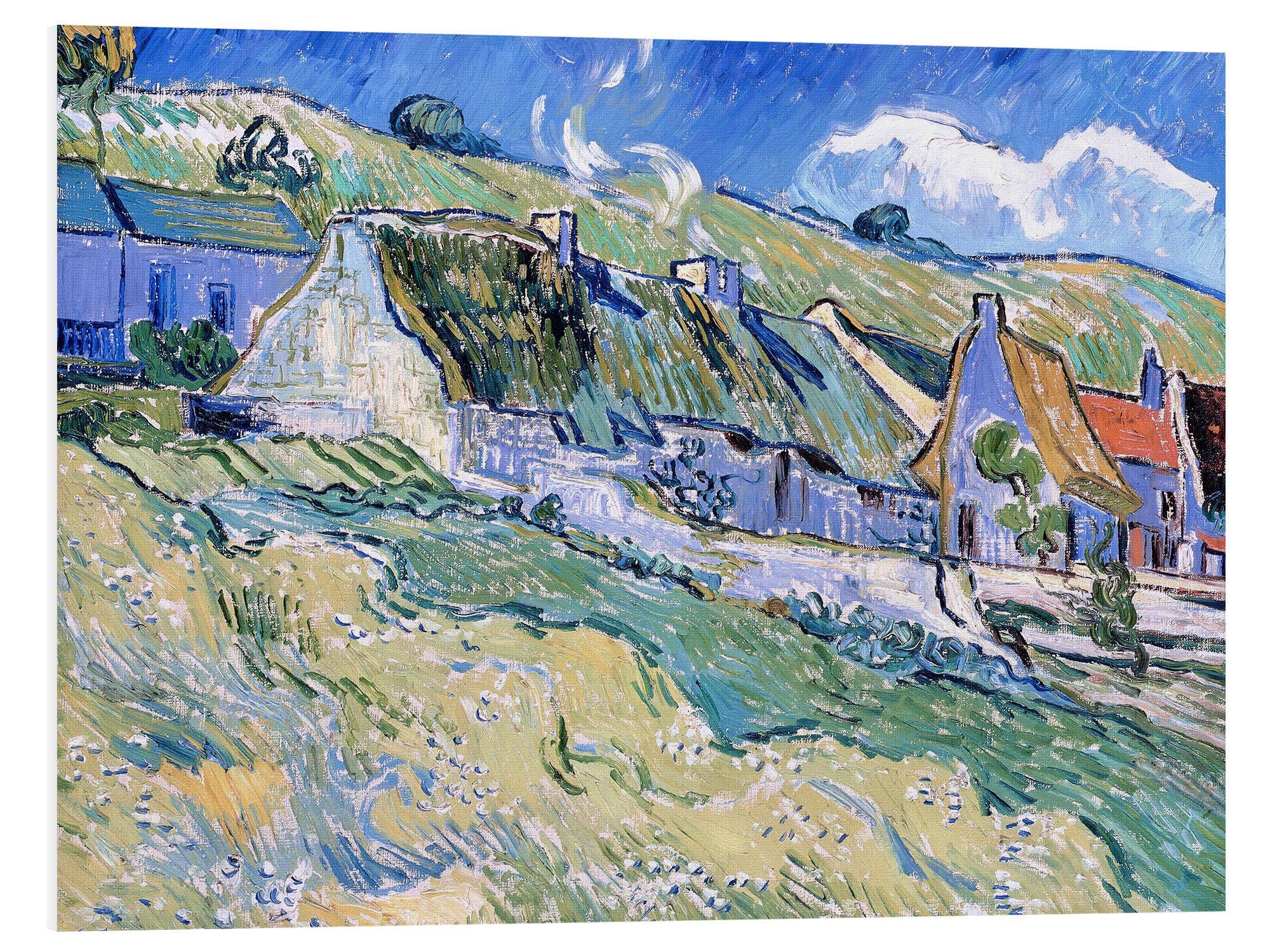 Posterlounge Forex-Bild Vincent van Gogh, Strohgedeckte Häuser in Auvers-sur-Oise, Wohnzimmer Landhausstil Malerei