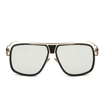 GelldG Sonnenbrille Polarisierte Sonnenbrille, Metallrahmen Flache Top-Fahrbrille UV400
