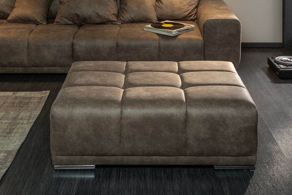 riess-ambiente Fußhocker ELEGANCIA 110cm taupe (Einzelartikel, 1 St), Microfaser · mit Ziersteppung · für Sofas · Modern Design