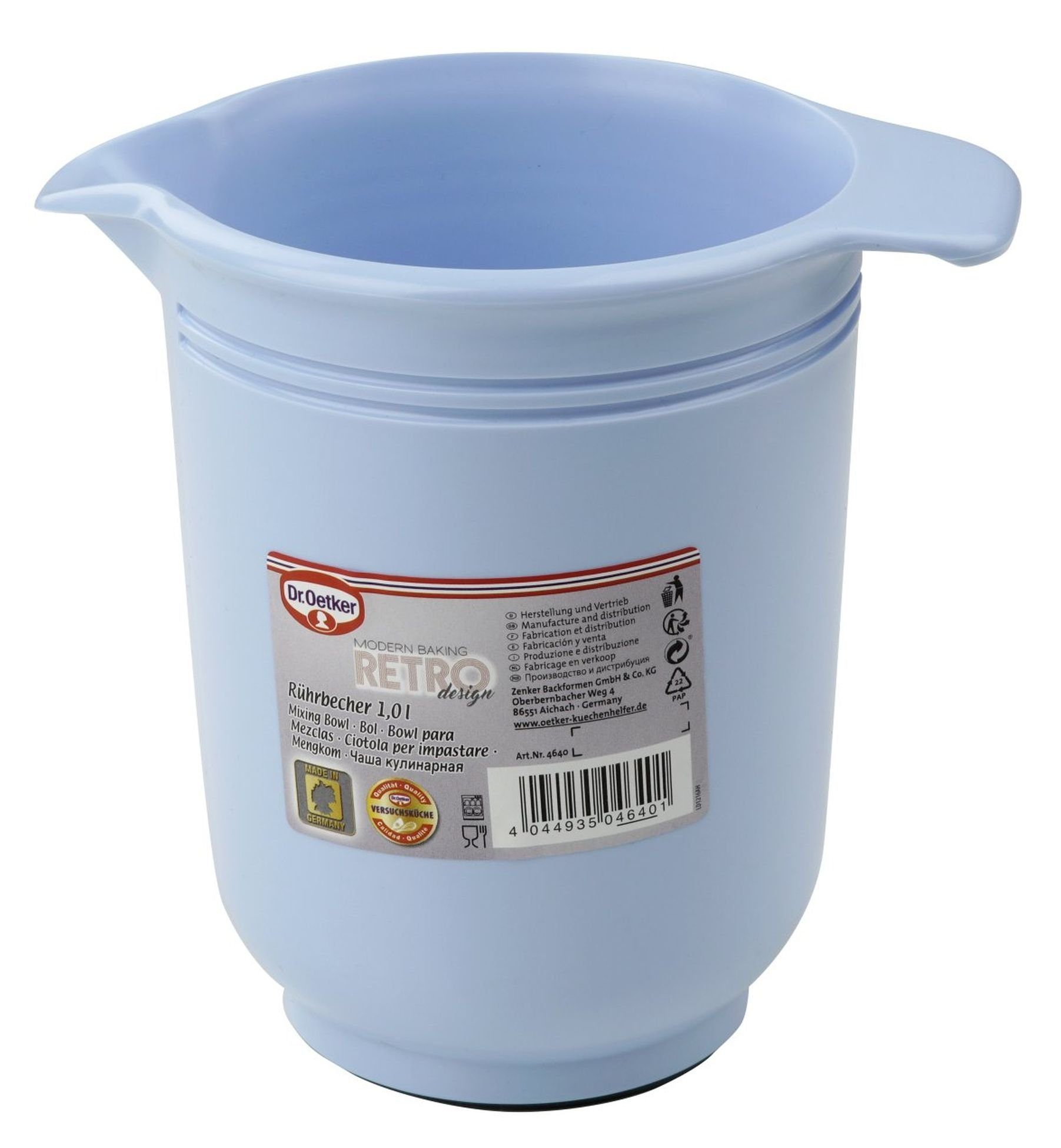 Dr. Oetker Küchenhelfer Messbecher Sahnebecher Schlagbecher Rührbecher 1 L Blau Retro Dr. Oetker 4640