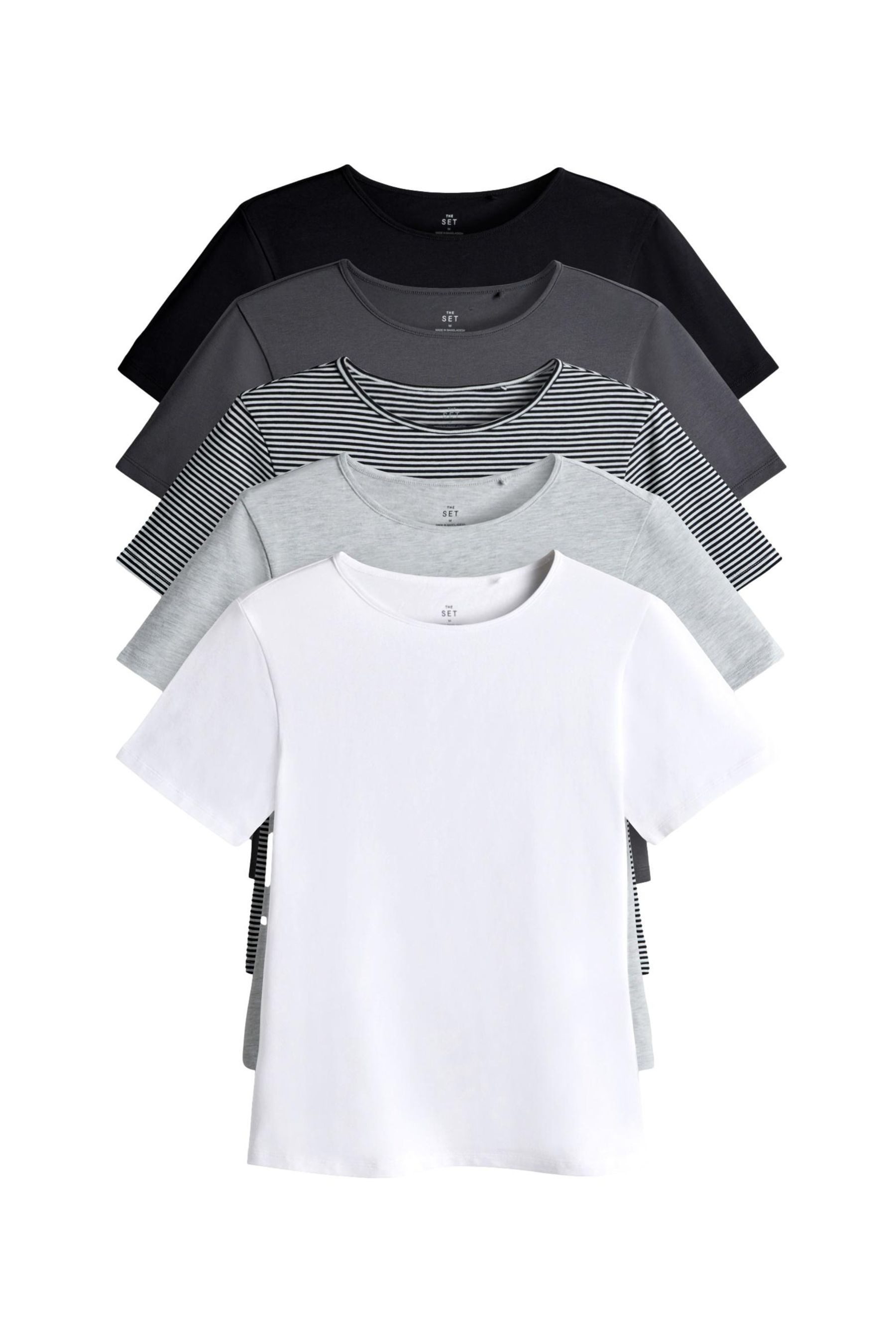 The Set T-Shirt The Set kurzärmelige, körpernahe T-Shirts mit (5-tlg) günstig online kaufen