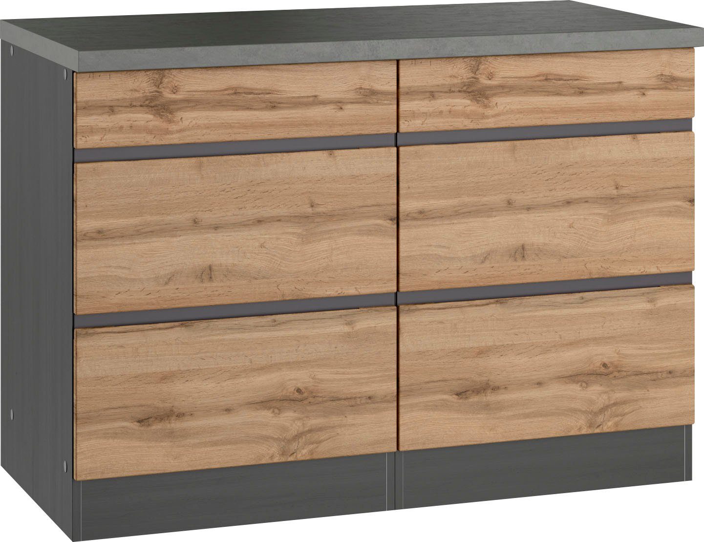 KOCHSTATION Unterschrank KS-Riesa Breite 120 cm, MDF-Fronten