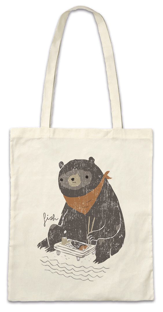 Beuteltasche Sushi Bear Stofftasche Love Liebe Bär Kock Chef Addicted Restaurant