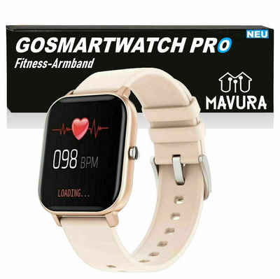 MAVURA GOSMARTWATCH PRO Smartwatch Bluetooth Fitnesstracker Fitness Armband Smartwatch für Android und Apple IPhone iOS Samsung Huawei HTC Xiaomi, Armbanduhr wasserdicht Herren & Damen