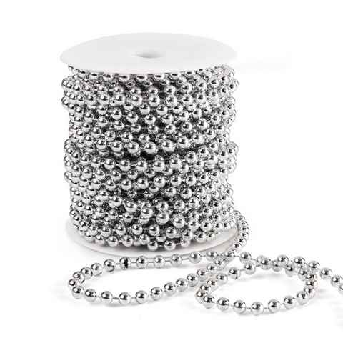 Homewit Girlanden 15M Perlenband Perlenkette Perlengirlande Perlenschnur, Weihnachten Advent Hochzeit Deko