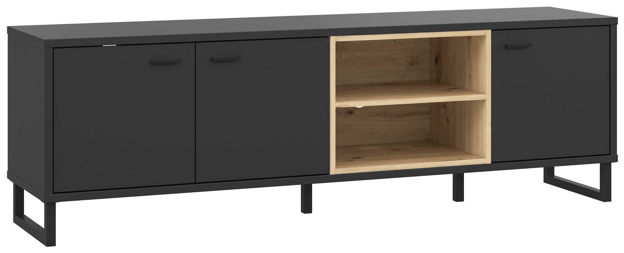 FORTE Lowboard Lowboard TV-Kommode DECYMA Optik Schwarz/ Artisan Eiche von Forte (1x Lowboard)