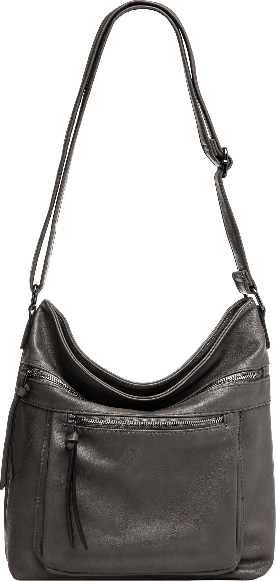 Caspar Umhängetasche TS1070 sportlich elegante mittelgroße Damen Crossbody Bag Umhängetasche dunkelgrau