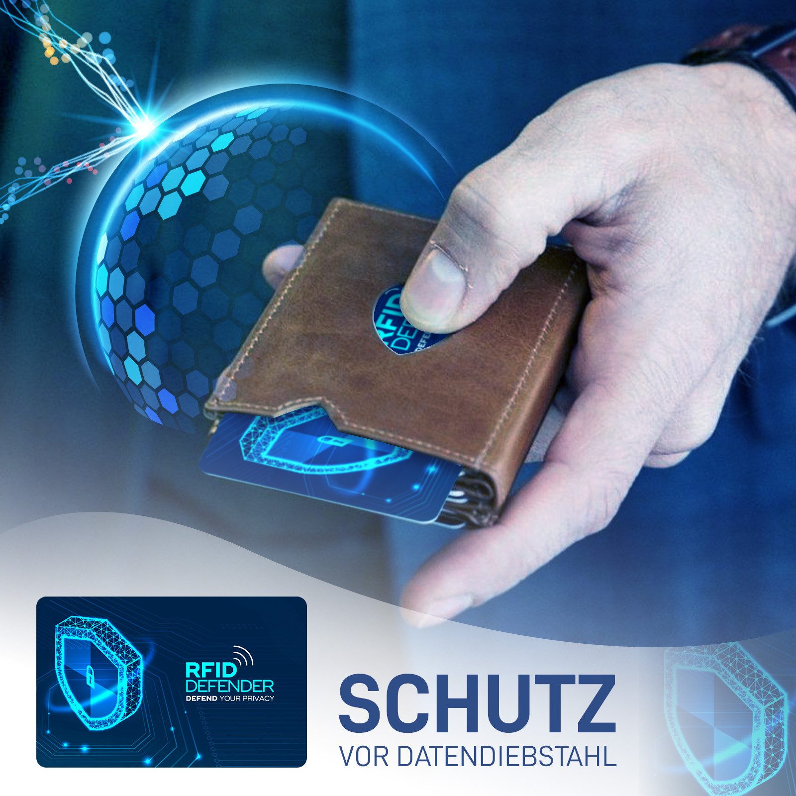 Tec-Expert Geldbörse RFID DEFENDER 8er Set NFC Scan Blocker-Karten Abschirmung Geldbörse (8-tlg., Set aus 8x RFID / NFC Block Card), RFID Blocker Karte, NFC Block Card