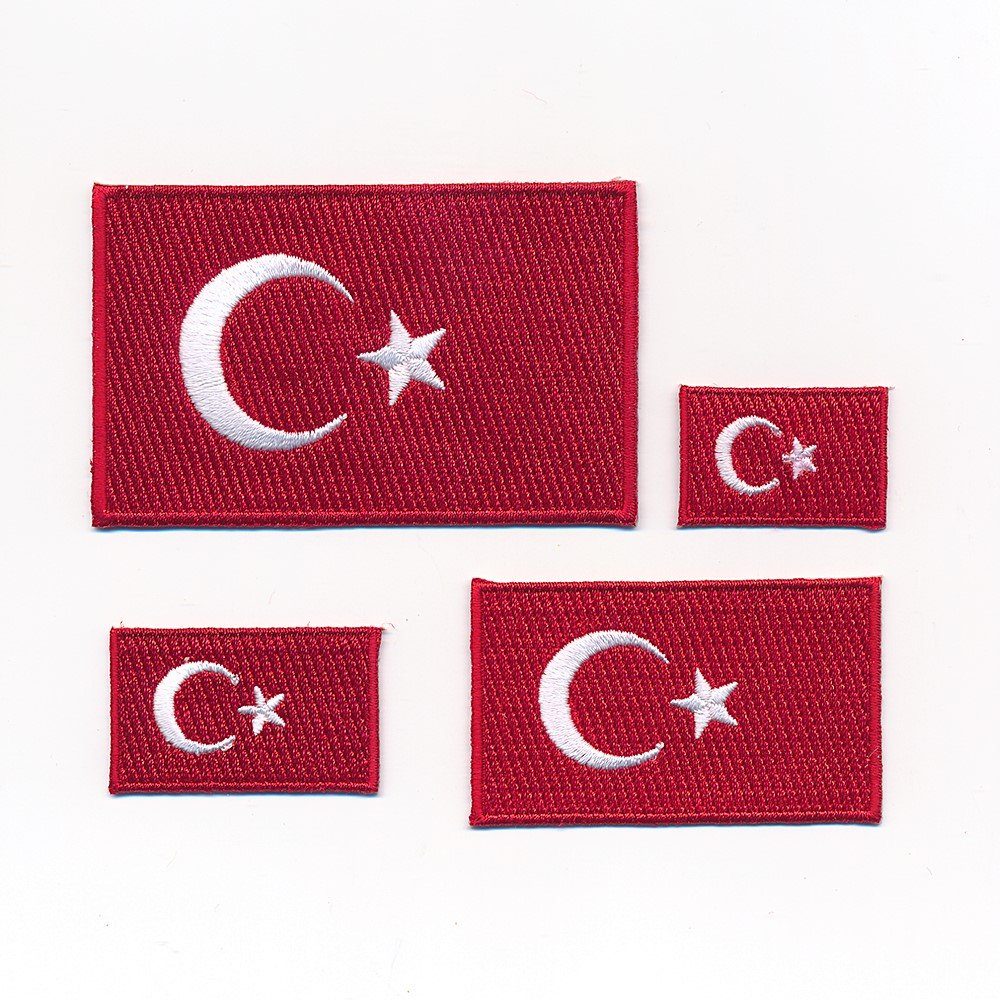 hegibaer Aufnäher 4 Türkei Flaggen Türkiye Flags Ankara Patch Aufnäher Aufbügler 1279, (Türkei, 4-tlg), 4 Verschiedene Größen