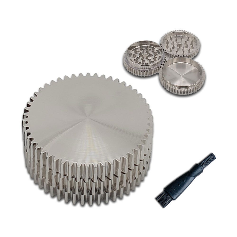Coumo Kräutermühle Grinder Crusher Gewürzmühle Set GEARS Zahnrad Design, ⌀ 5,5 cm, Metall, Zahnrad Design
