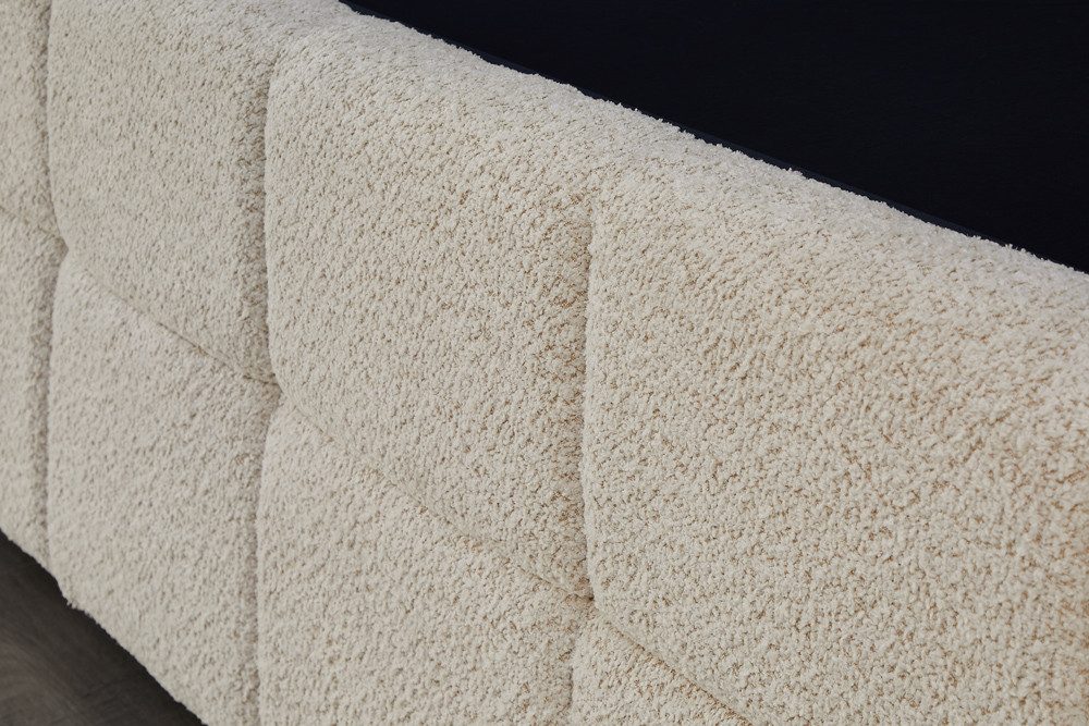 riess-ambiente Boxbett PRESTIGE 180x200cm creme Bouclé – mit Bettkasten & Kopfteil gepolstert (Einzelartikel, 1-St), Teddystoff-Optik, Stauraum unter der Liegef – Bild 5 von 5
