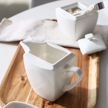 MALACASA Milch- und Zuckerset BLANCE (3-tlg), Porzellan, Porzellan Zuckerdose und Milchkännchen mit Deckel
