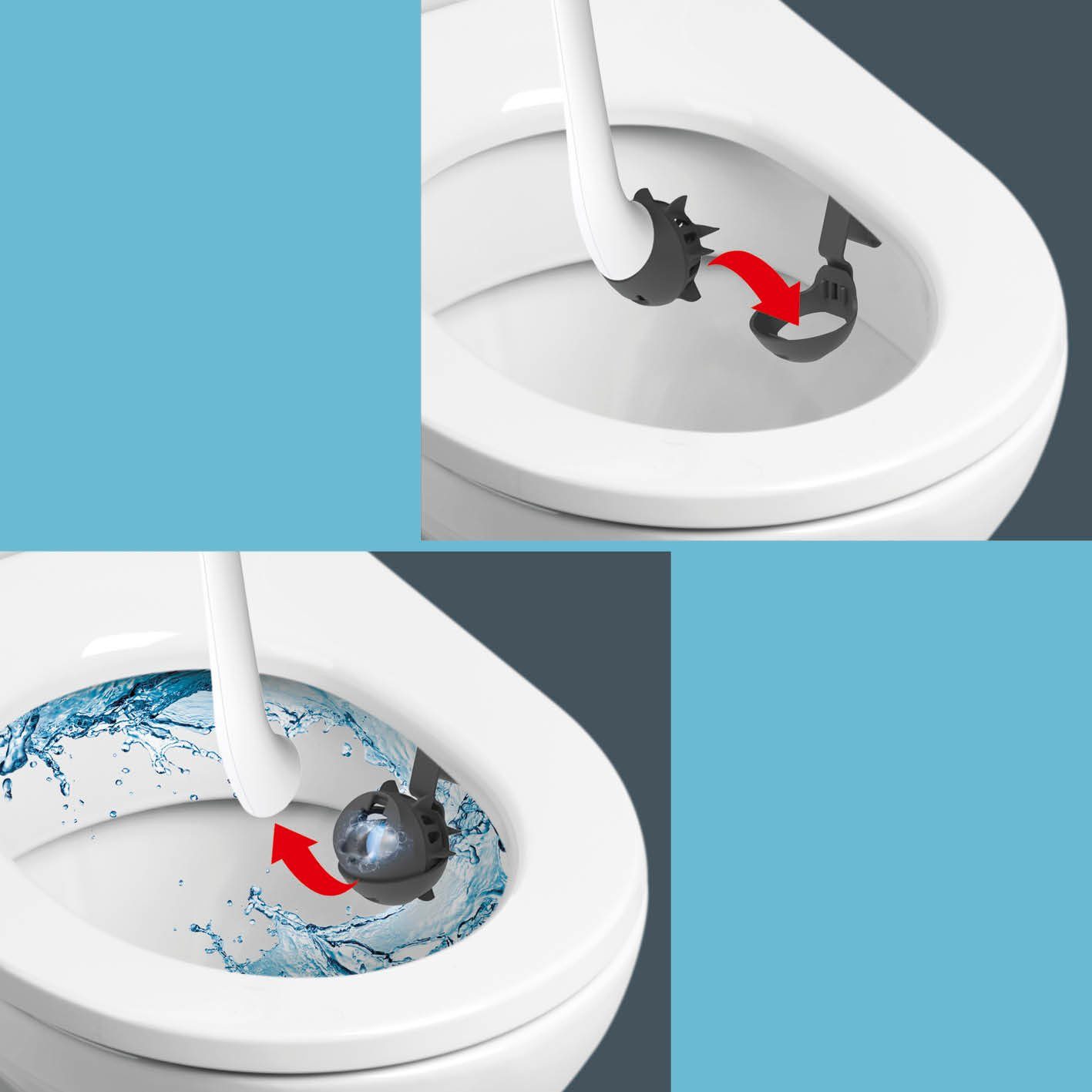 in 2 EASYmaxx - 1-Klick-System weiß/schwarz WC-Reinigungsbürste