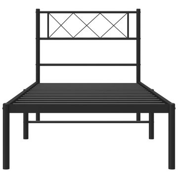 vidaXL Bett Bettgestell mit Kopfteil Metall Schwarz 75x190 cm