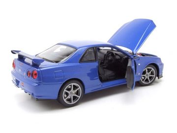 Welly Modellauto Nissan GT-R R34 blau Modellauto 1:24 Welly, Maßstab 1:24