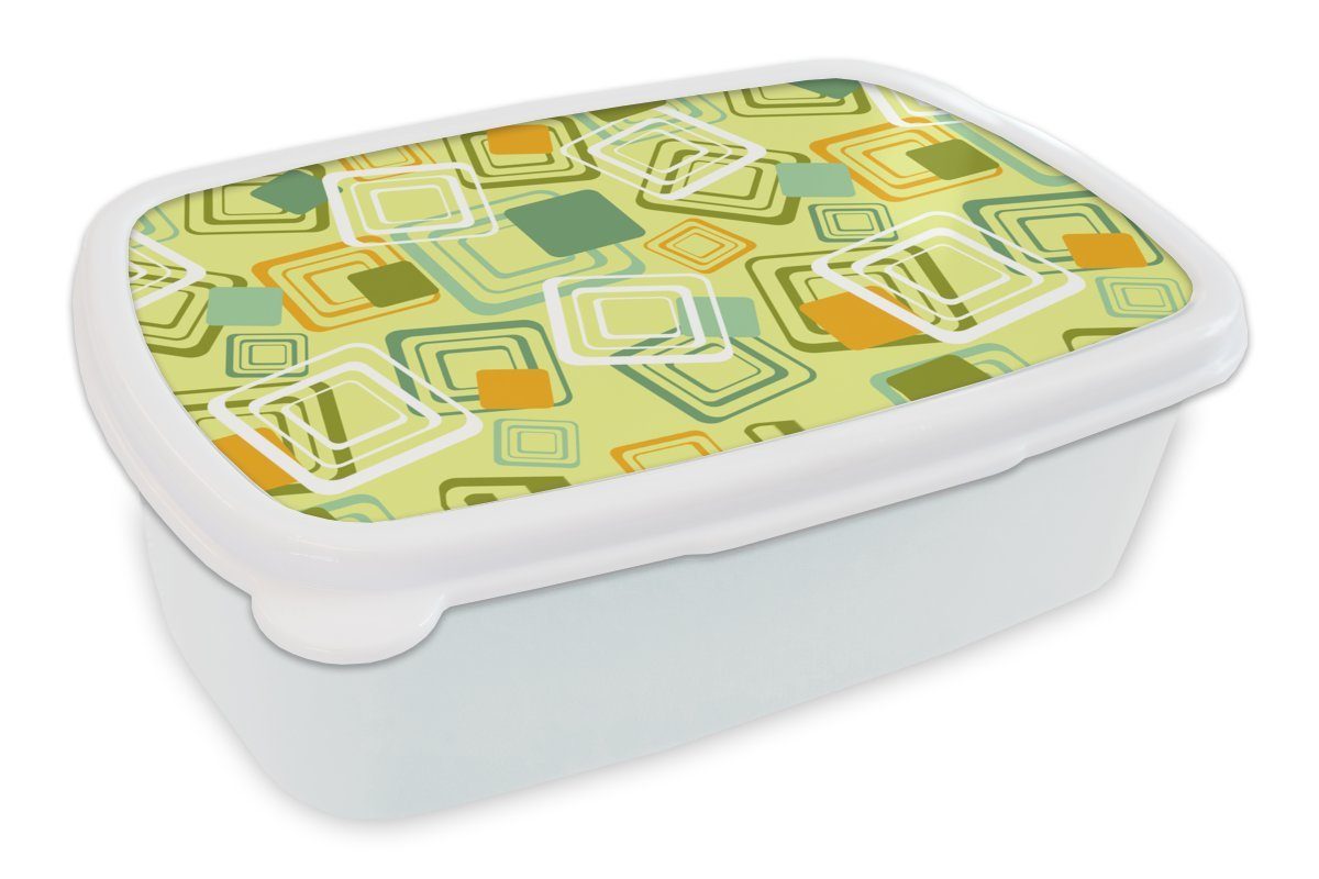 günstiger Kauf MuchoWow Lunchbox Abstrakt, 1970er und Erwachsene, (2-tlg), Brotbox - und Muster Kinder für Kunststoff, - Jahre für Brotdose, weiß Mädchen Jungs