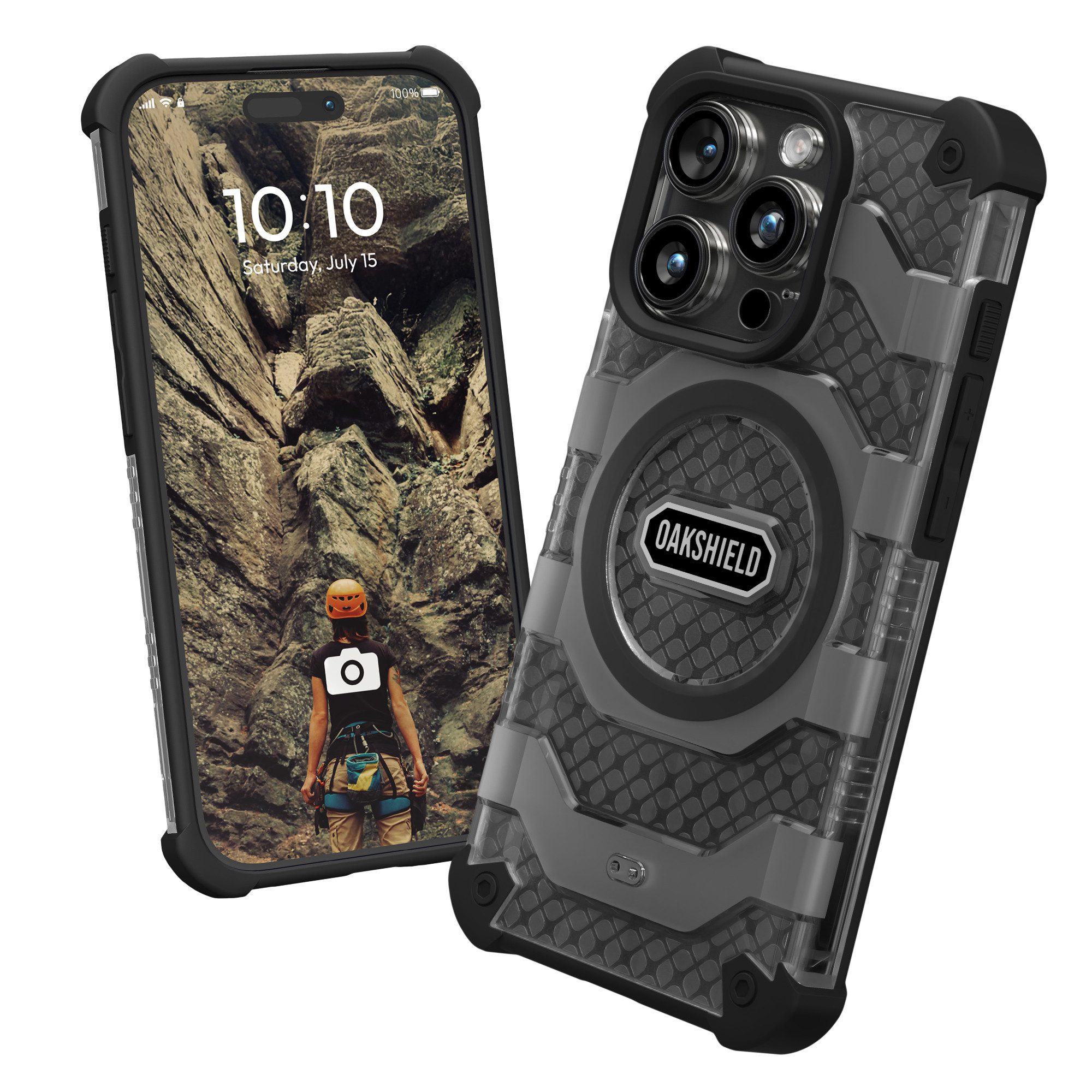 Oakshield Handyhülle Handyhülle für Iphone 15 Pro Hülle kompatibel mit MagSafe-Zubehör, Schutzhülle Falltest nach Militärstandard Schwarz
