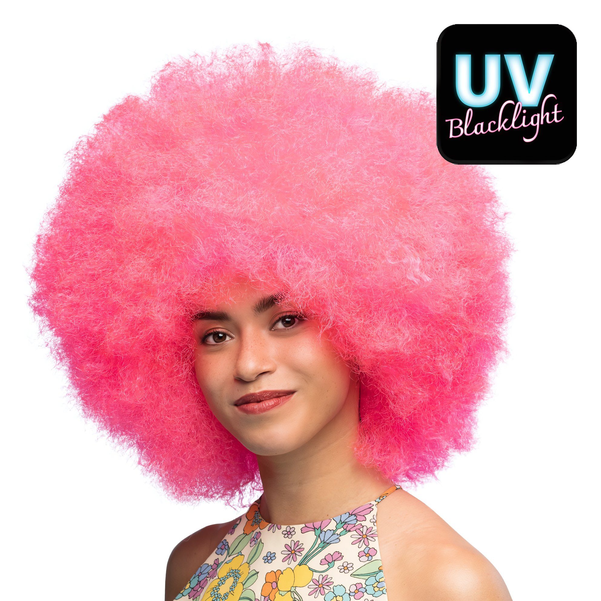 Kostüm-Perücke Zuckerwatte UV Perücke neonrosa