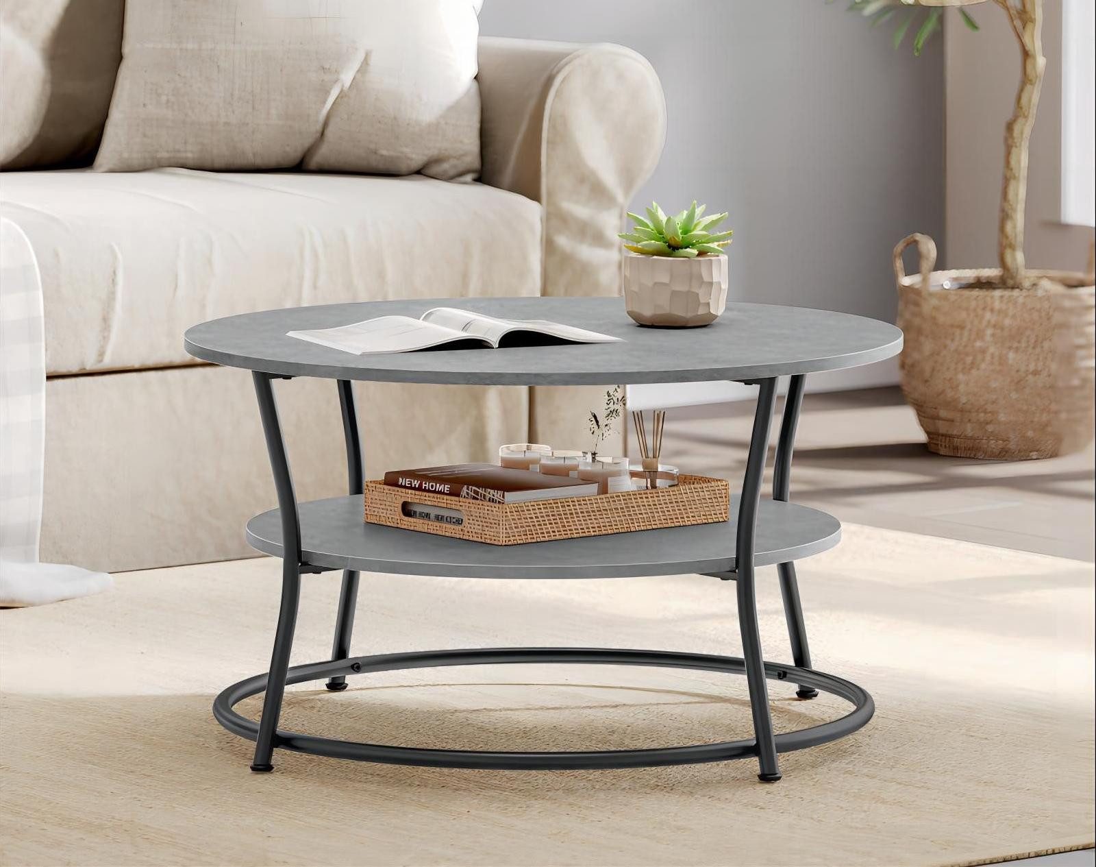 VASAGLE Couchtisch, Wohnzimmertisch, Sofatisch, Ø 80 x 45 cm, einfacher Auf günstig online kaufen