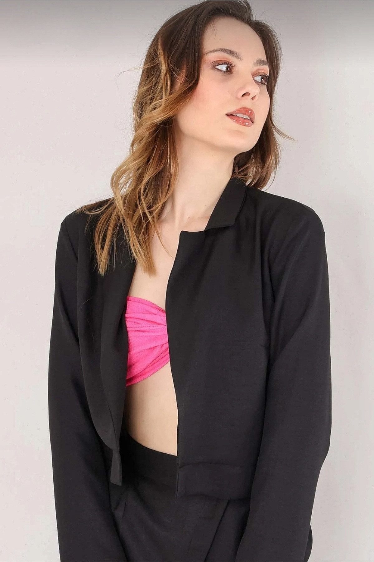 fashionshowcase Kurzblazer Damen Crop Jacke Leinenoptik günstig online kaufen