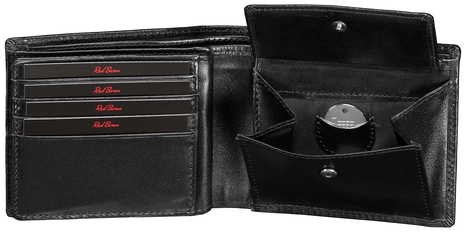 Münzfach Druckknopf Kreditkartenfächer, Geldbörse RB-WT-006-03, Baron Red mit Netzfach,