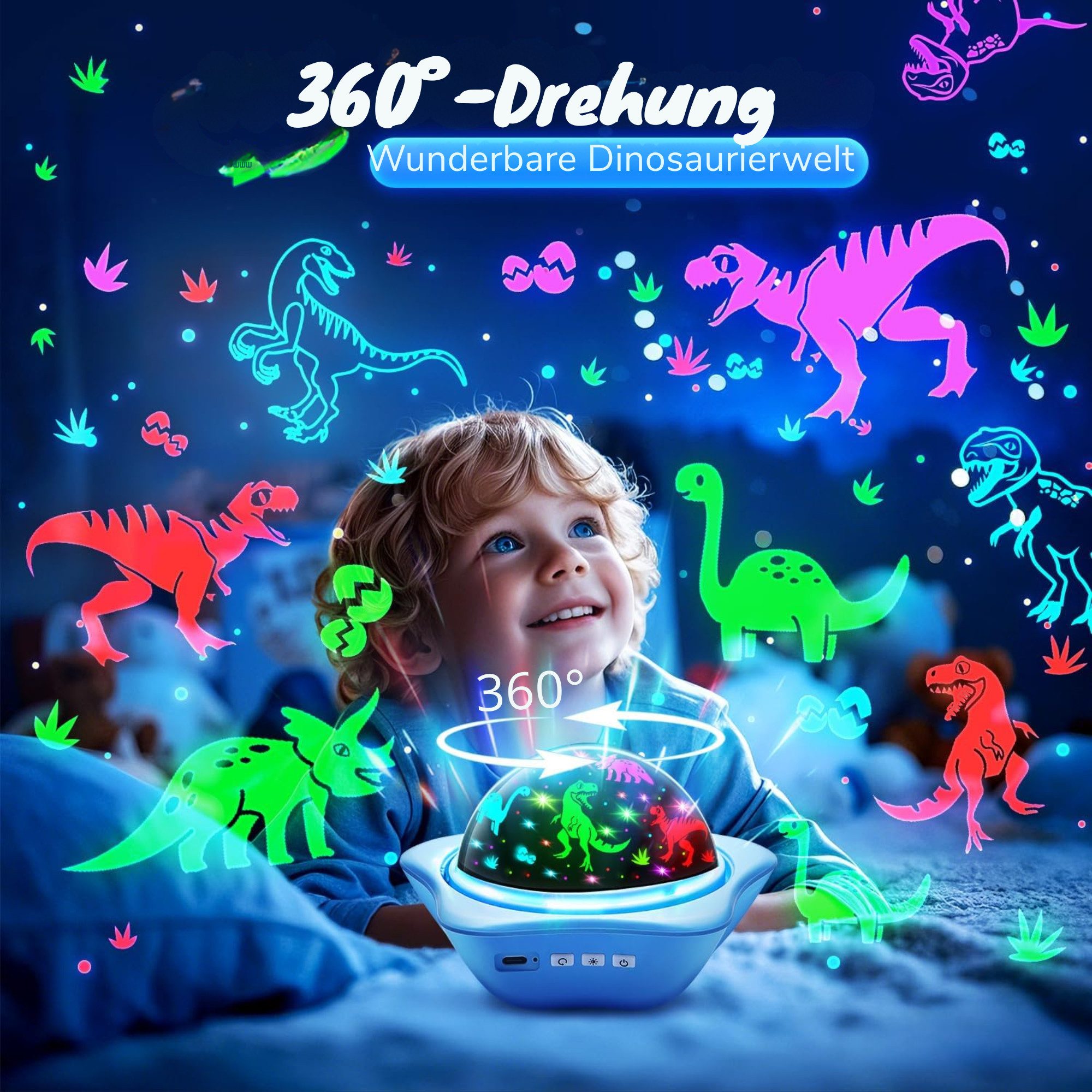 Vivitar LED-Sternenhimmel Projektor Nachtlicht 96 Lichteffekten, 6 Projektionsfolien 16 Farbmodi, 1 Meter Kabel, Fernbedienung Stimmungsbeleuchtung, Projektions – Bild 4 von 5