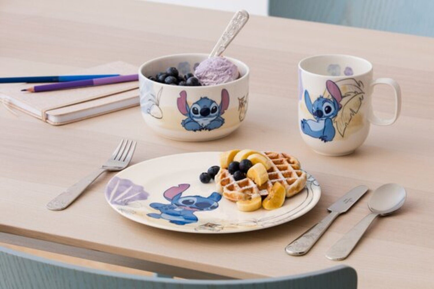Villeroy & Boch Kindergeschirr-Set Disney Stitch Frühstücks-Set 2er Set (2-tlg), Porzellan