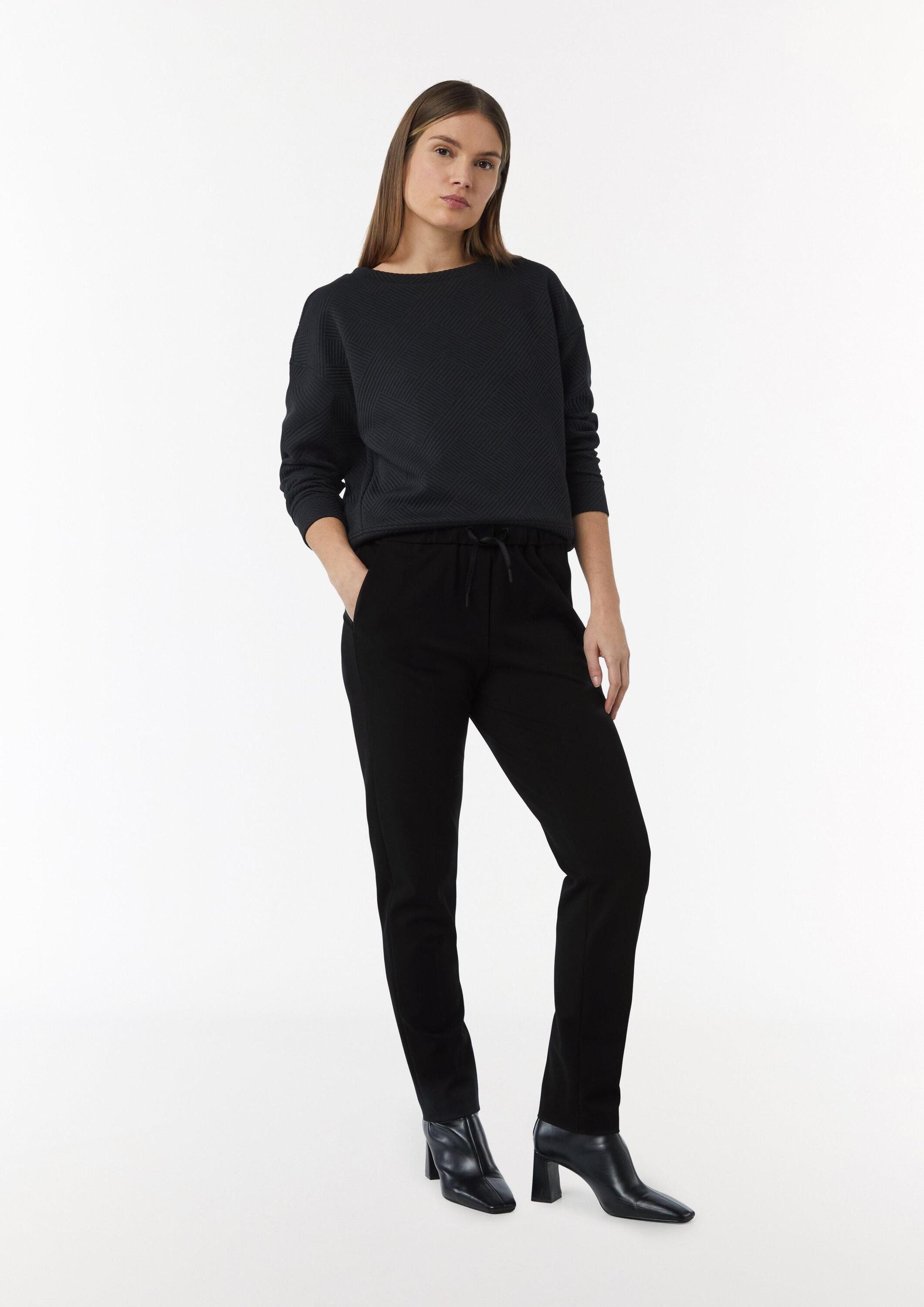 comma Chinos Hose Jersey-Jogpants im Slim Fit mit Bügelfalte