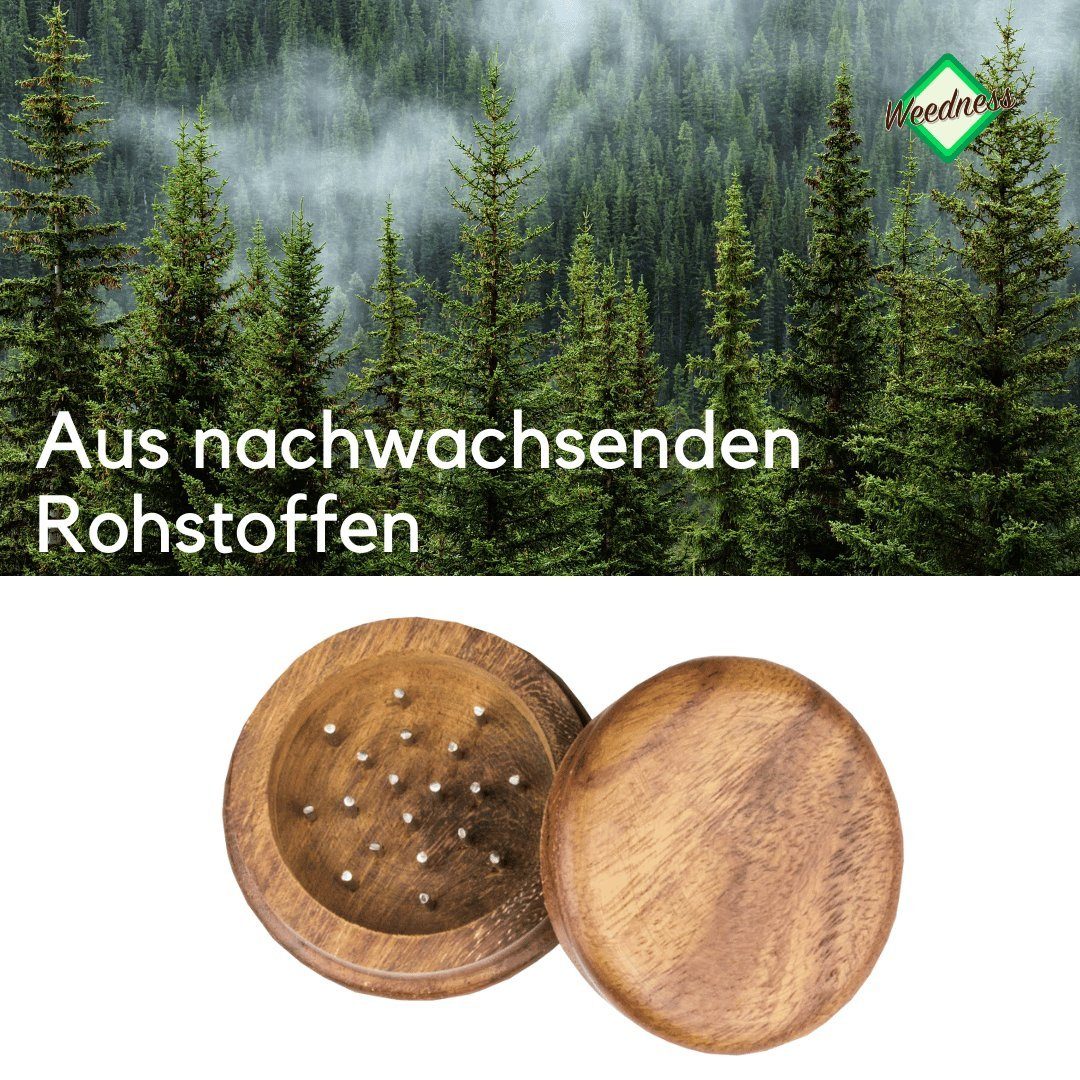 Weedness Kräutermühle Holz Cruncher Grinder handgefertigt Crusher aus Wood Ebenholz