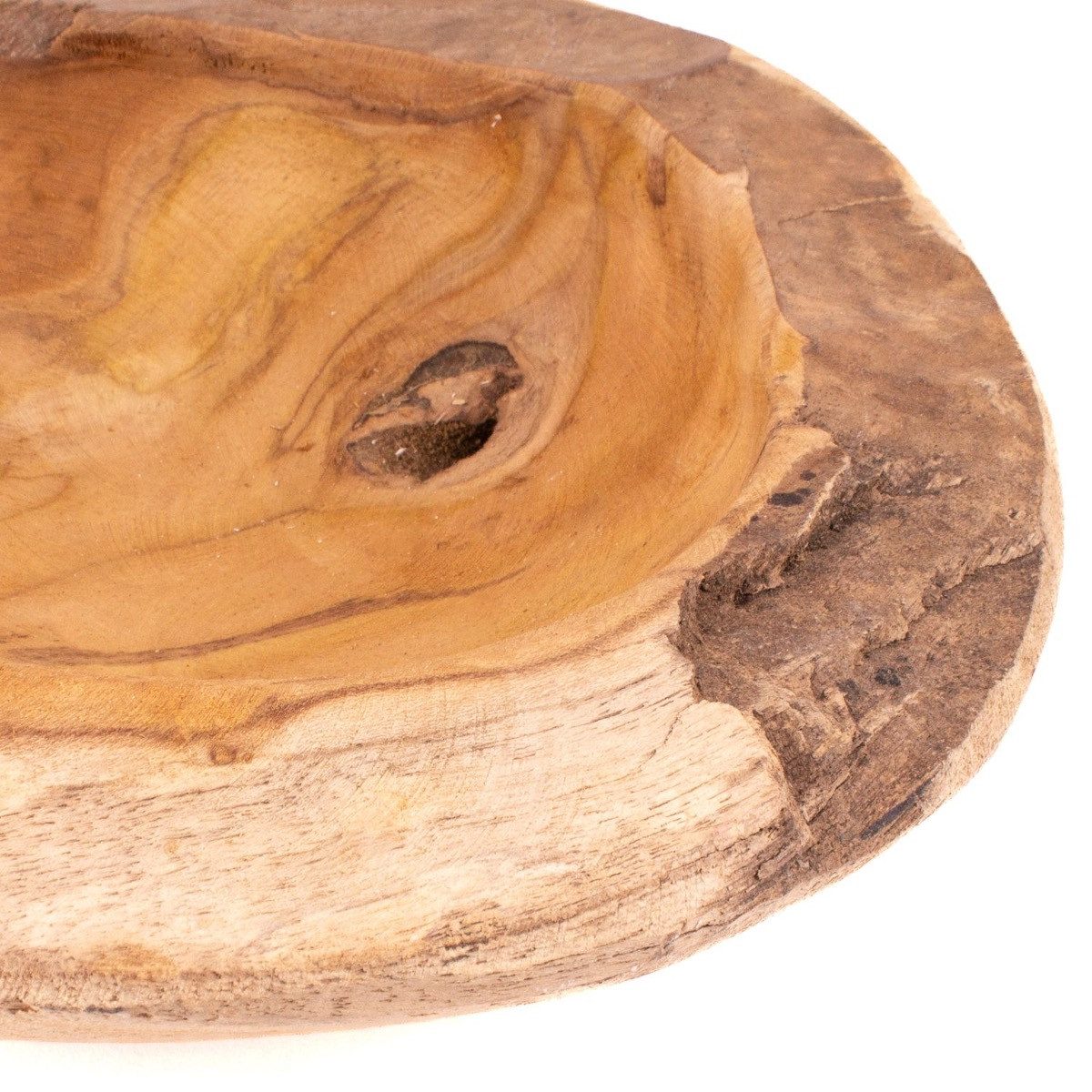 INNA-Glas Dekoschale Holzschale PETTER, Teakholz, natur, 6cm, Ø30cm