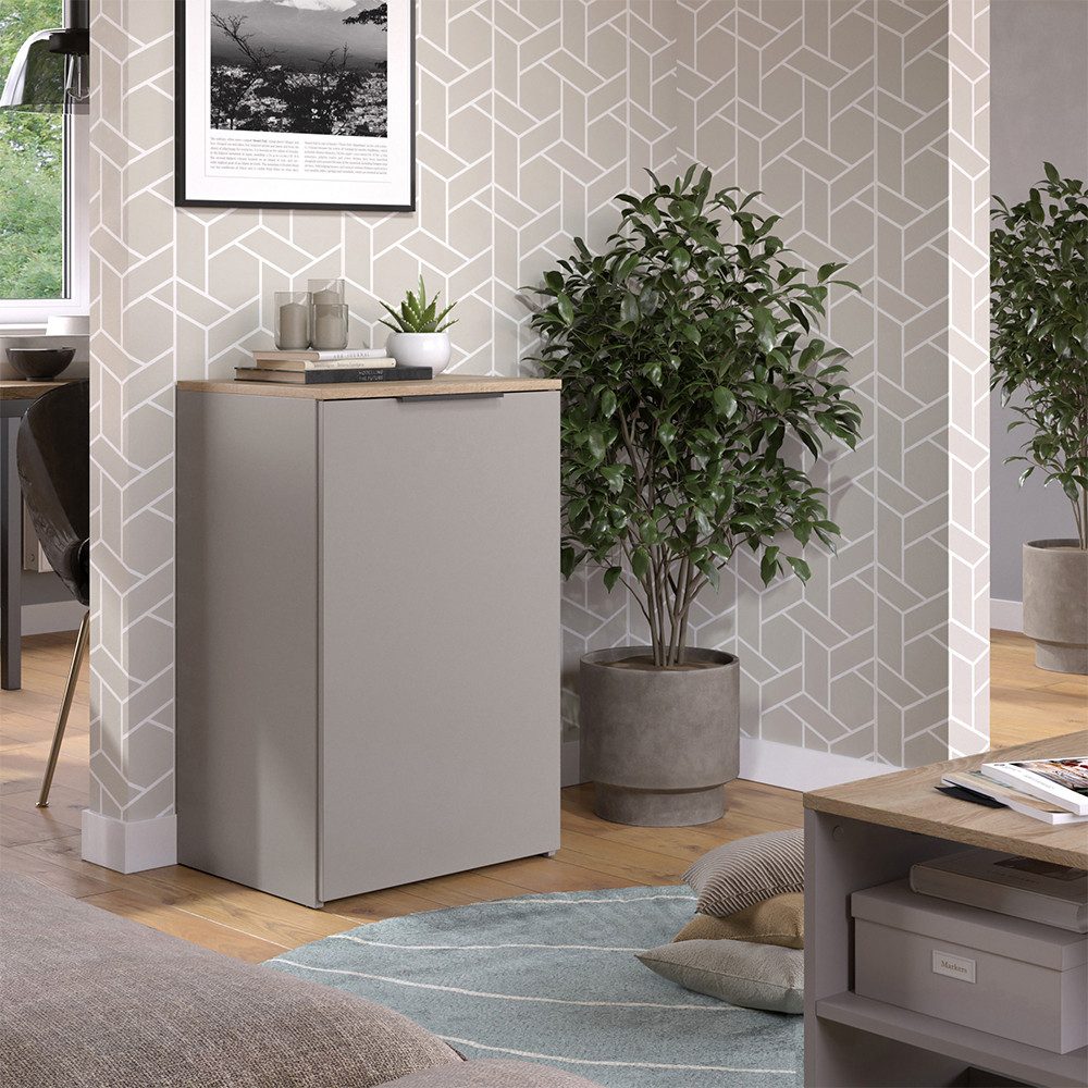 Vicco Kommode Wido, Greige/Sonoma, 50 x 80 cm mit Regal (1 St)