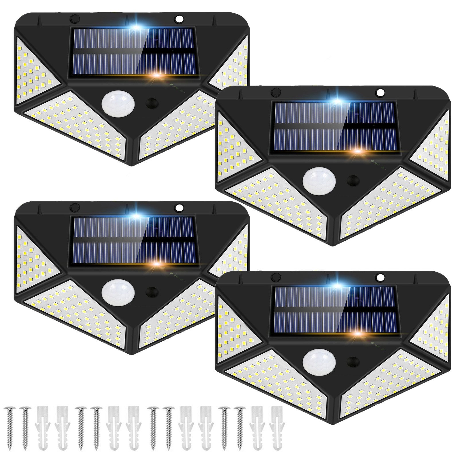 MUPOO LED Außen-Wandleuchte 128/170LED Solarleuchte 300°Weitwinkel günstig online kaufen