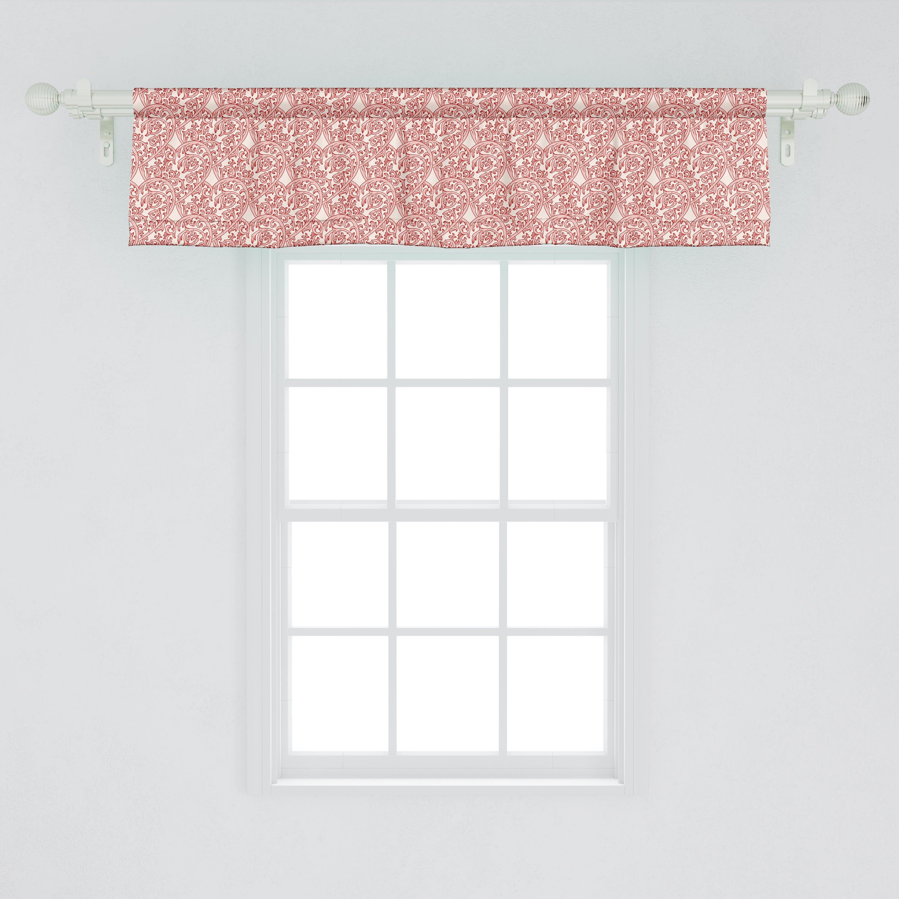 Scheibengardine Vorhang Küche Victorian Wirbels-Herzen Dekor Abakuhaus, Volant Stangentasche, Romantisch Schlafzimmer Microfaser, mit für