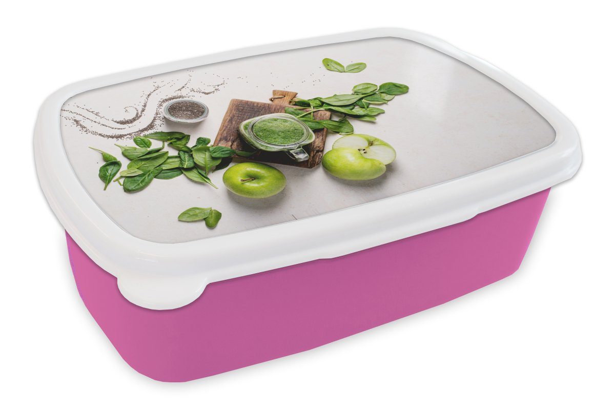 - MuchoWow für Kinder, Smoothie, Snackbox, rosa Erwachsene, Brotdose Kunststoff, Mädchen, Brotbox Lunchbox Kräuter Apfel - Kunststoff (2-tlg),