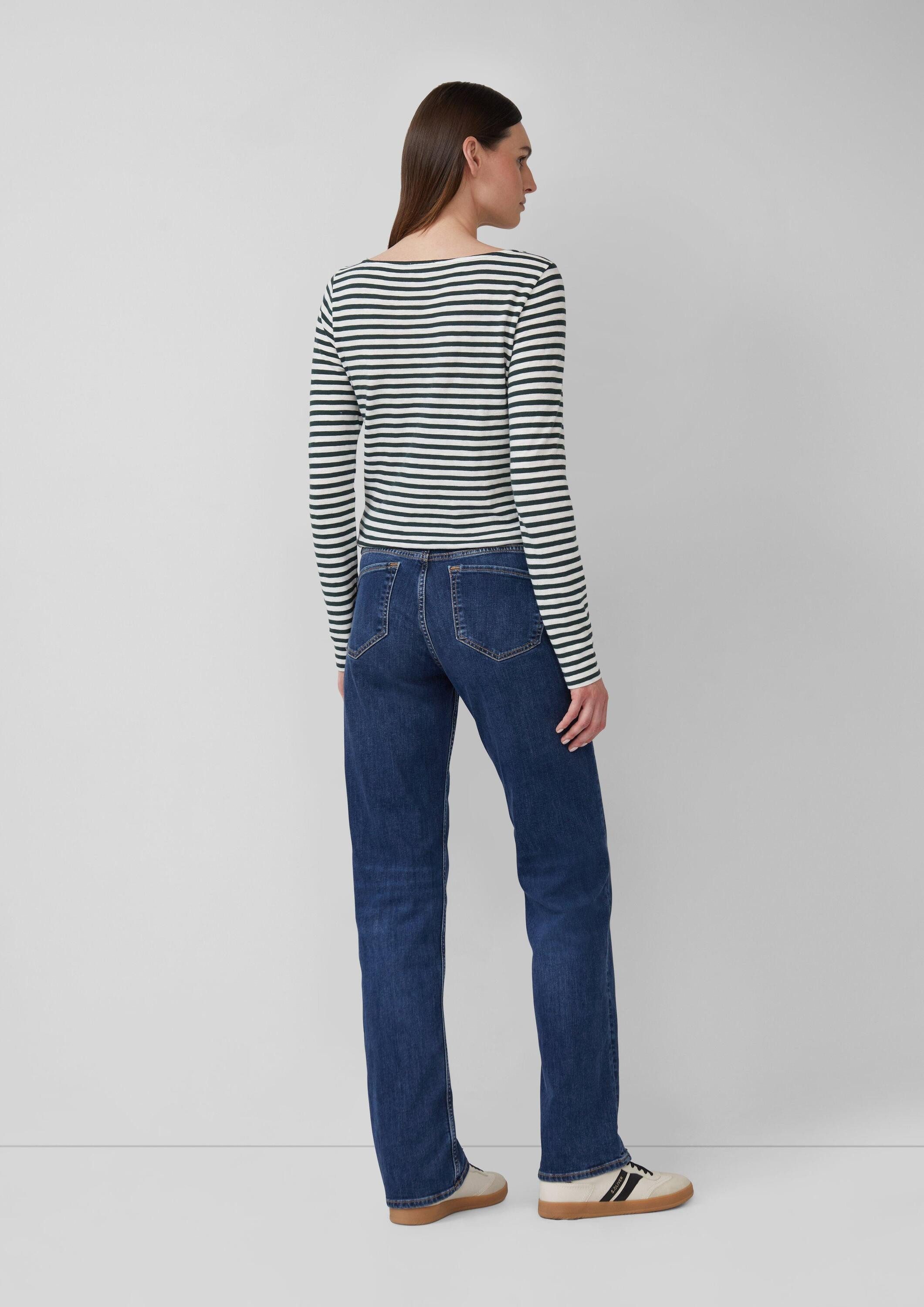 s.Oliver Langarmshirt T-Shirt Gestreiftes Langarmshirt aus Flammgarn mit U-Boot-Ausschnitt