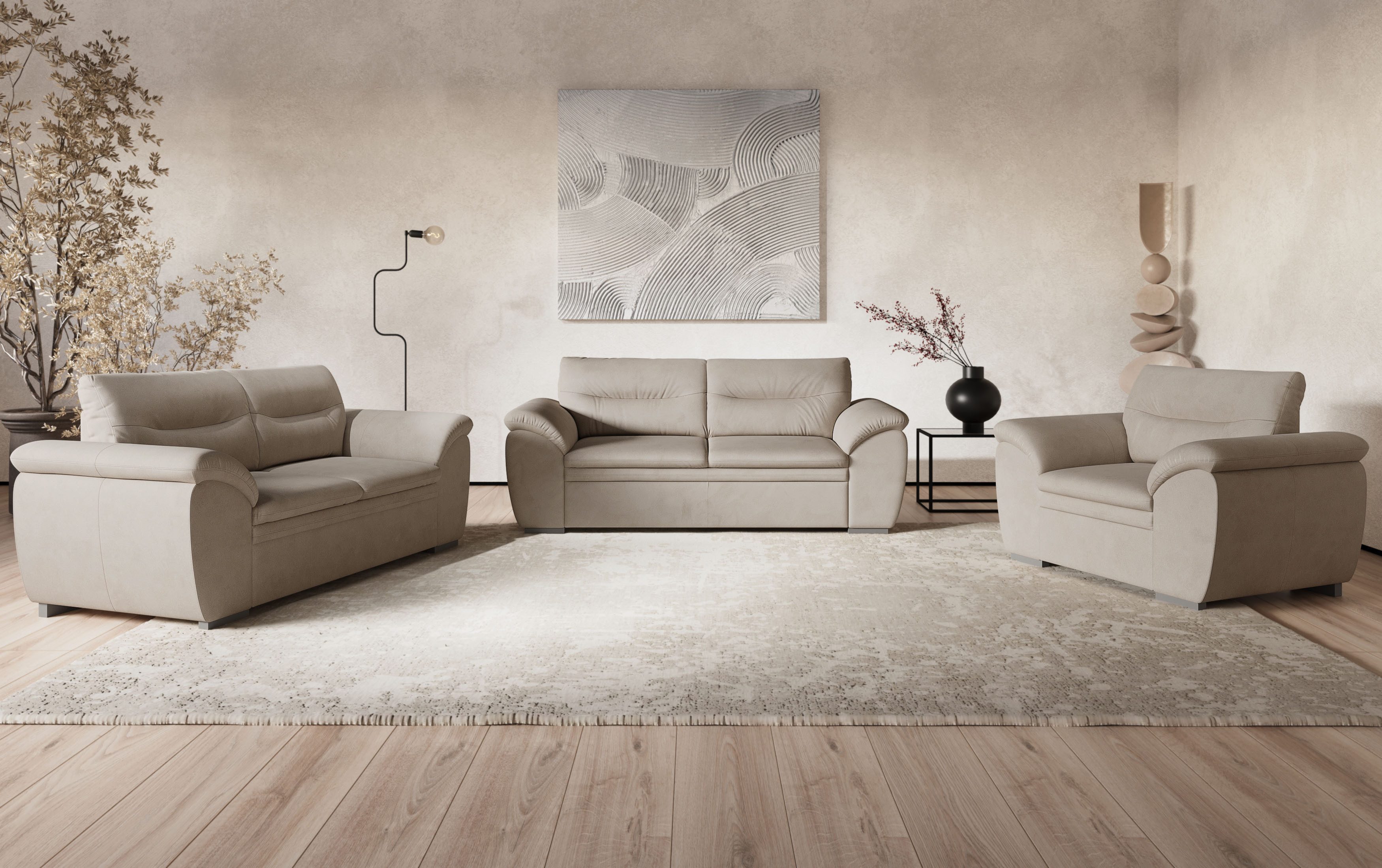 COTTA Polstergarnitur Leandra, Set bestehend aus: 2-Sitzer & 2,5-Sitzer