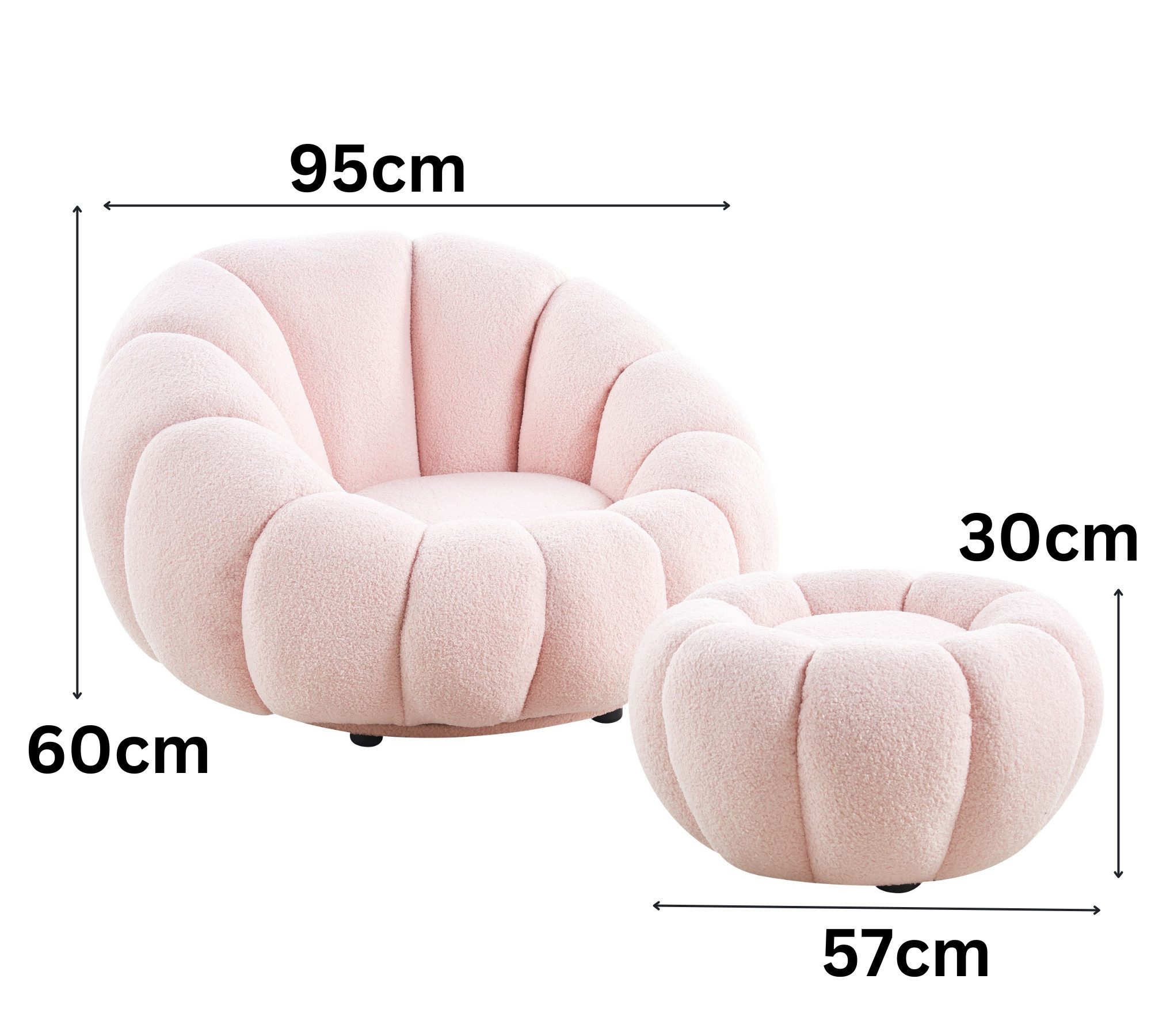 alesvelt Drehsessel Kürbis Sessel 360° Drehfunktion Relaxsessel inkl. Hocker (Set, 2-St), 360° Drehfunktion