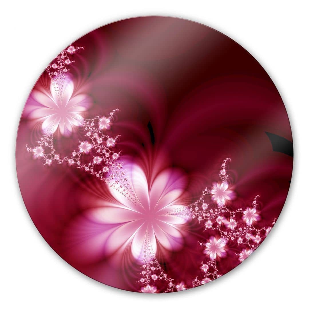 K&L Wall Art Glasbild Glas Wandbild Rund Glasbild Poster Effects Rosa Rot Grafik Kunst, Wandschutz Deko Bilder