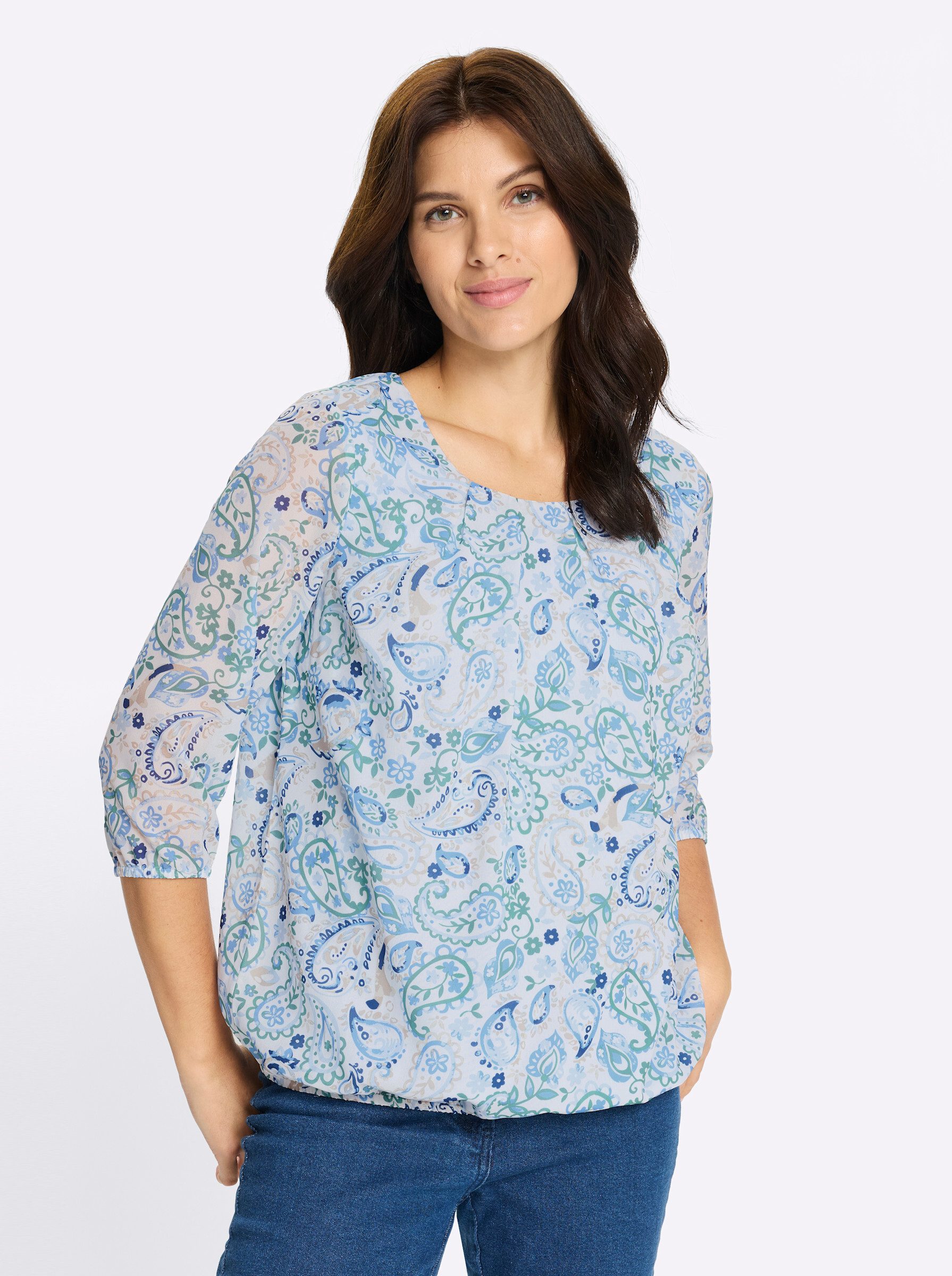 Klassische Bluse Schlupfbluse 3/4-Arm