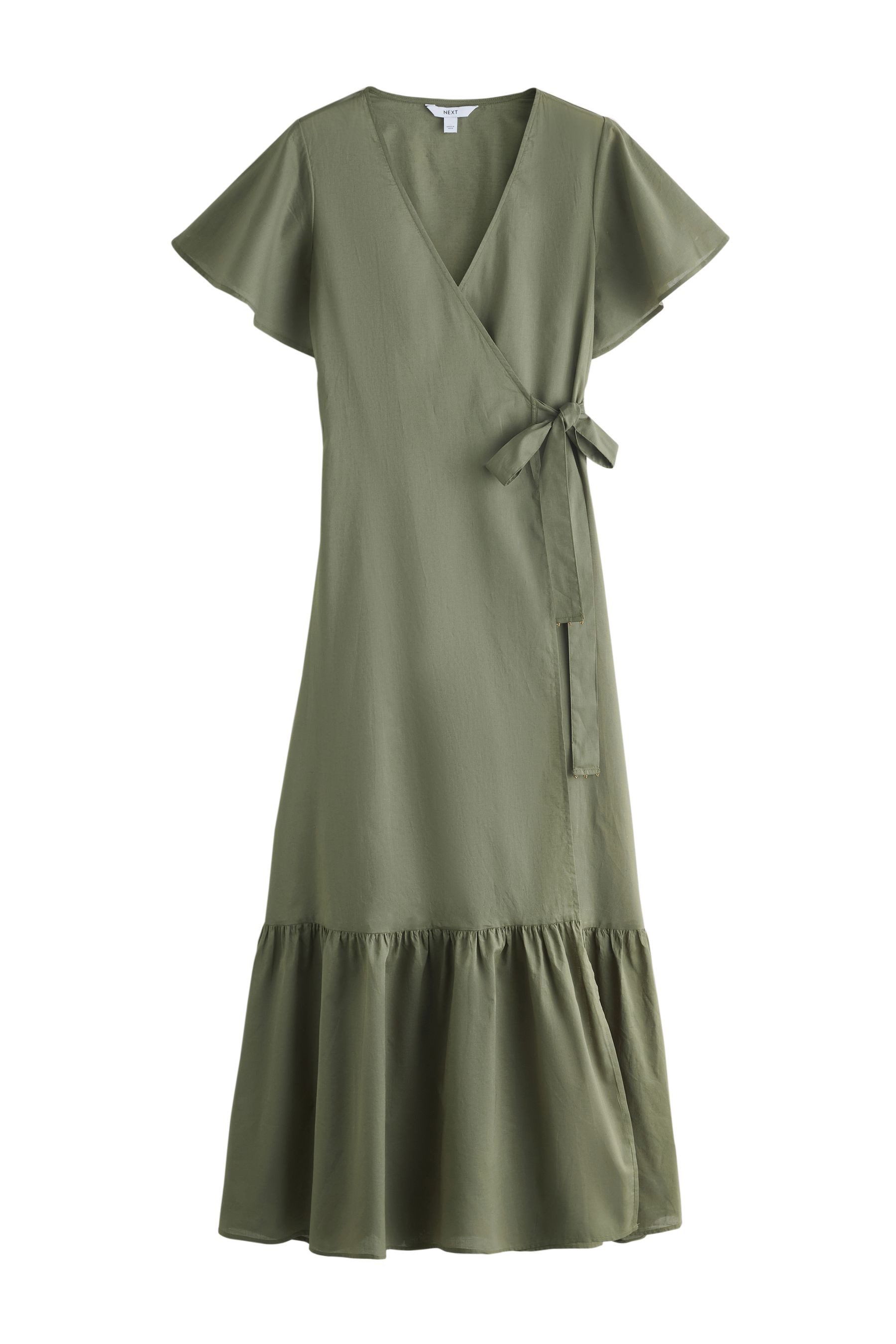 Next Wickelkleid Maxikleid in Wickeloptik mit Flatterärmeln (1-tlg)