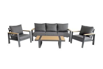 bellavista - Home&Garden® Gartenlounge-Set Aluminium Loungeset Arona, (Set, 4-tlg), Tischplatte aus WPC, für bis zu 5 Personen geeignet