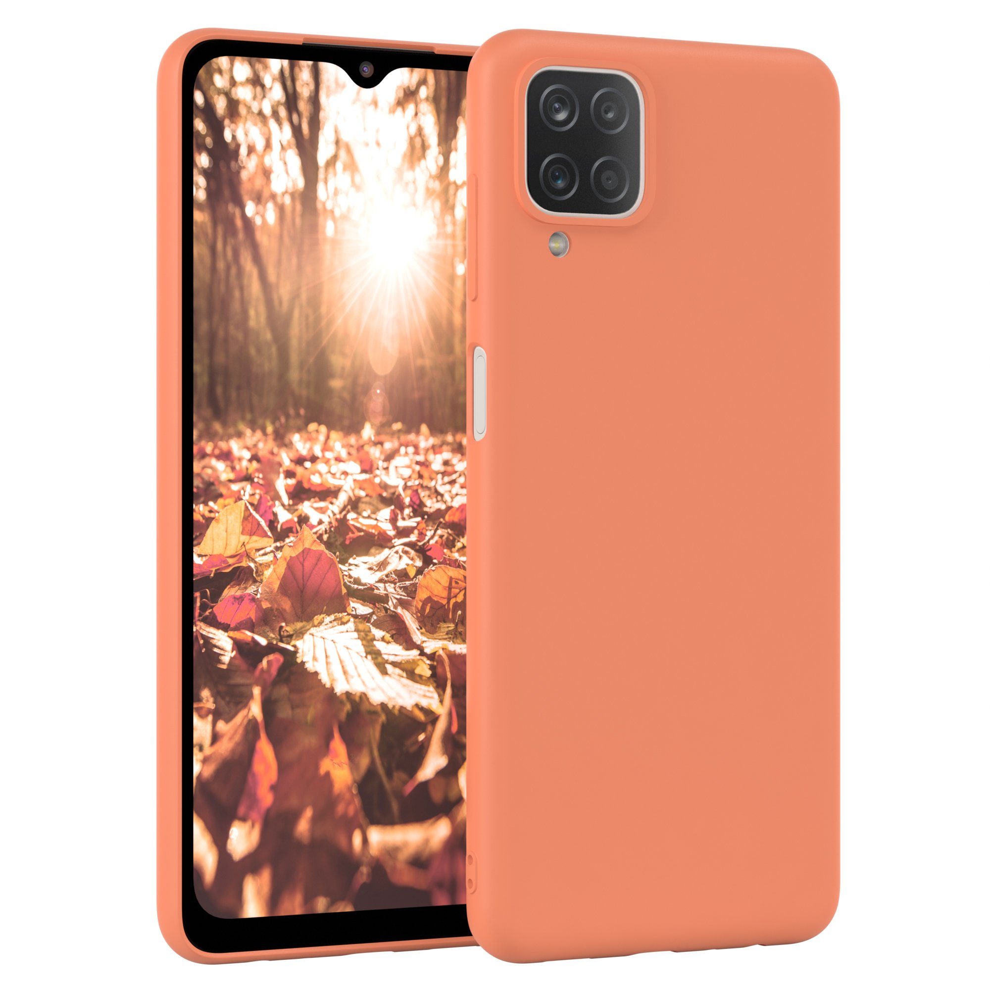 EAZY CASE Handyhülle TPU Hülle für Samsung Galaxy A12 6,5 Zoll, Schutzhülle mit Kameraschutz telefonhülle elastisch bumper tpu Orange