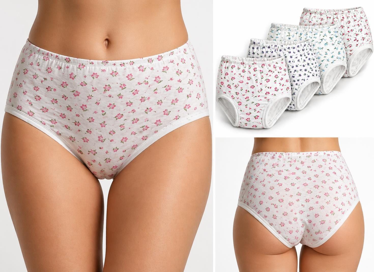 EloModa Taillenslip 4x Damen Slips Unterhosen Unterwäsche Baumwolle, 36/38 56/58 (4-St) 100% Baumwolle, 4er Pack Damen Unterhosen – Bild 2 von 2